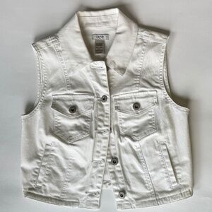 VINTAGE CACH'E White Denim Jean Vest Pockets Silver Buttons (S)